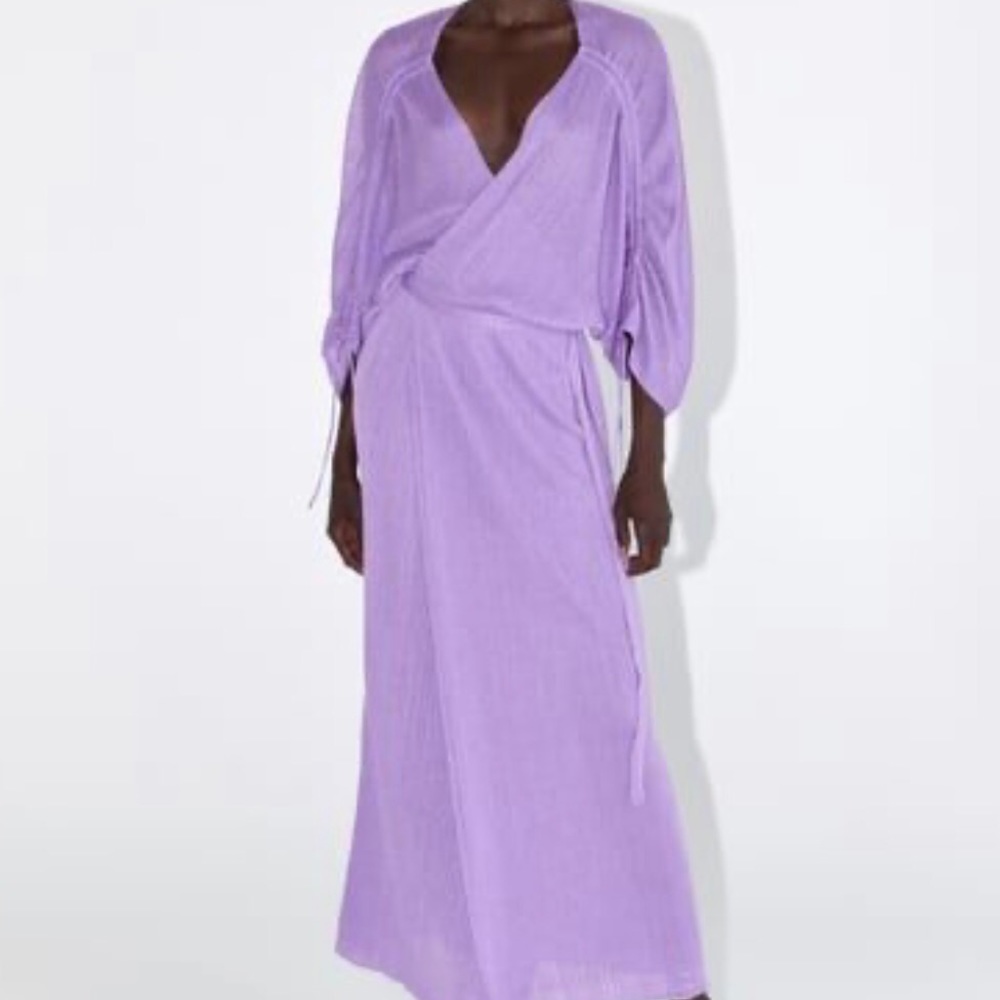 Zara Sheer Lilac Maxi Wrap Dress
